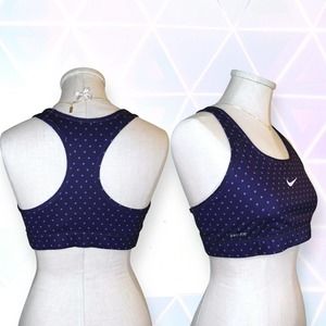 NIKE DRI-DIT Sports Bra Active Workout Athletic Cute Polka Dot Purple Large